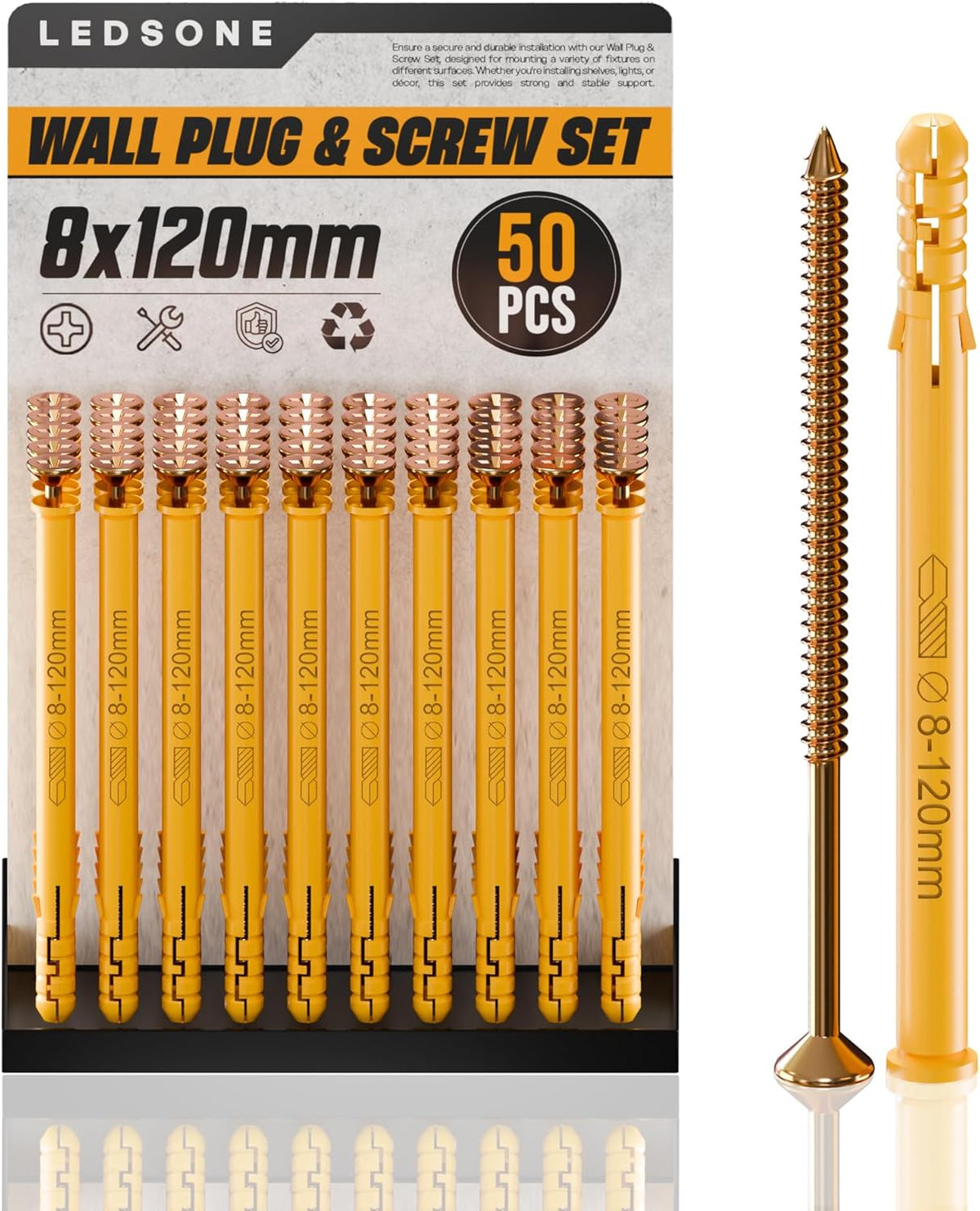 Anti Slip Wall Plug and Screw Set Heavy Duty Fixings