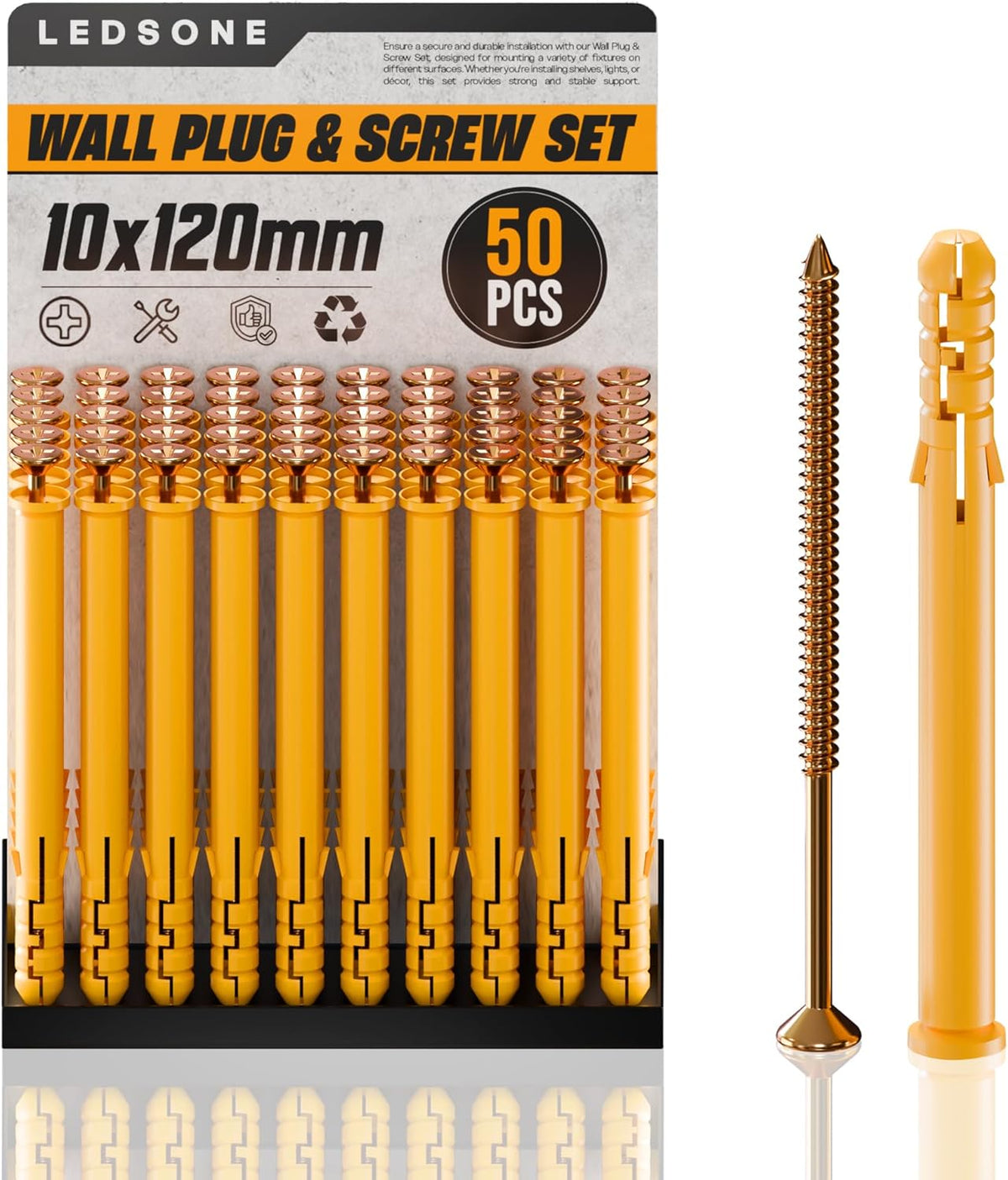Anti Slip Wall Plug and Screw Set Heavy Duty Fixings