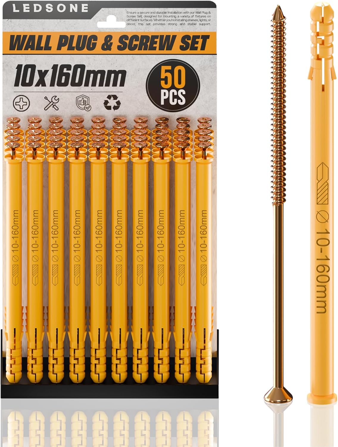 Anti Slip Wall Plug and Screw Set Heavy Duty Fixings