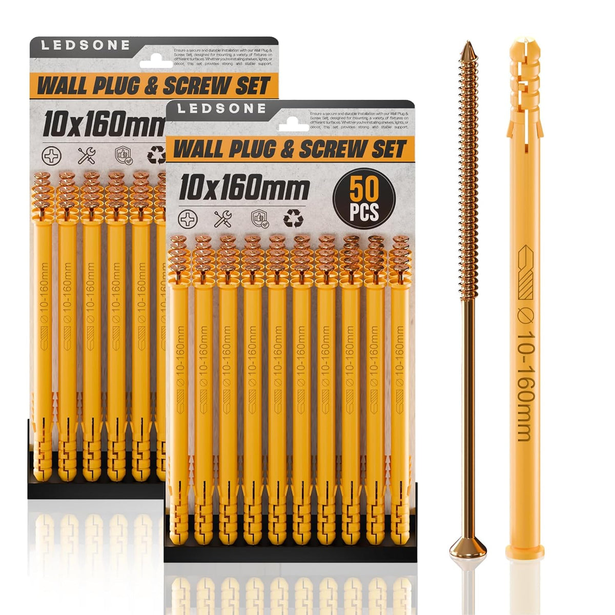 Anti Slip Wall Plug and Screw Set Heavy Duty Fixings