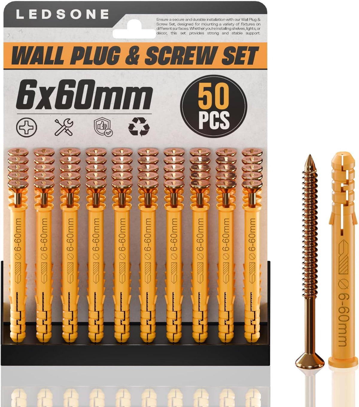 Anti Slip Wall Plug and Screw Set Heavy Duty Fixings