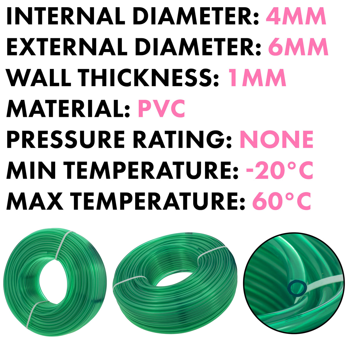 4mm PVC Technical Hose - Green
