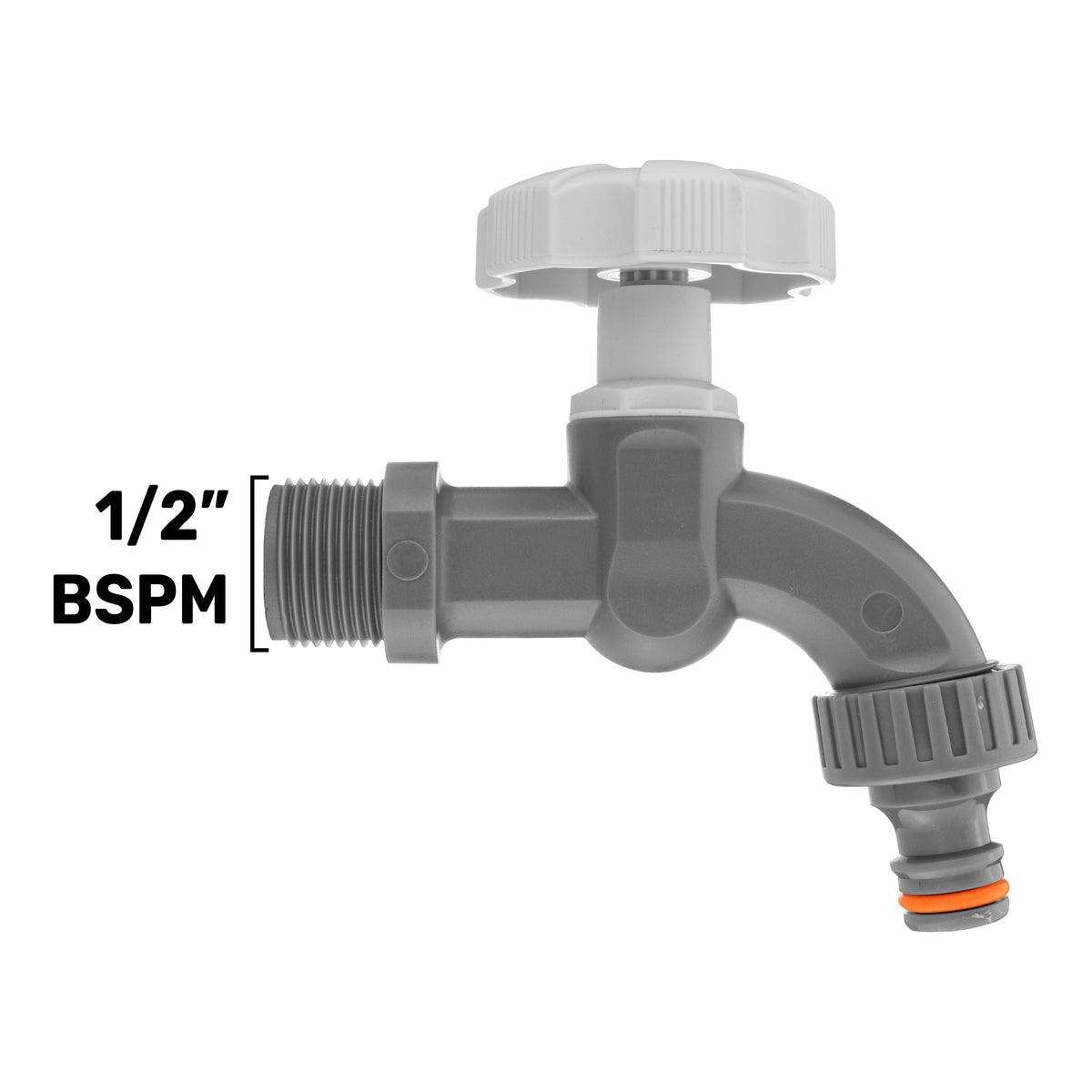 Plastic Quick Connector Bib Tap Grey 1/2" BSP