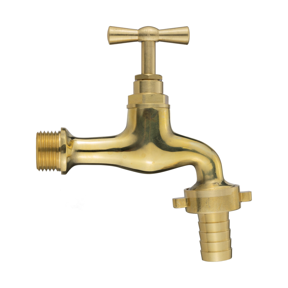Polished Brass Barbed Bib Tap 1/2" BSP x 15mm