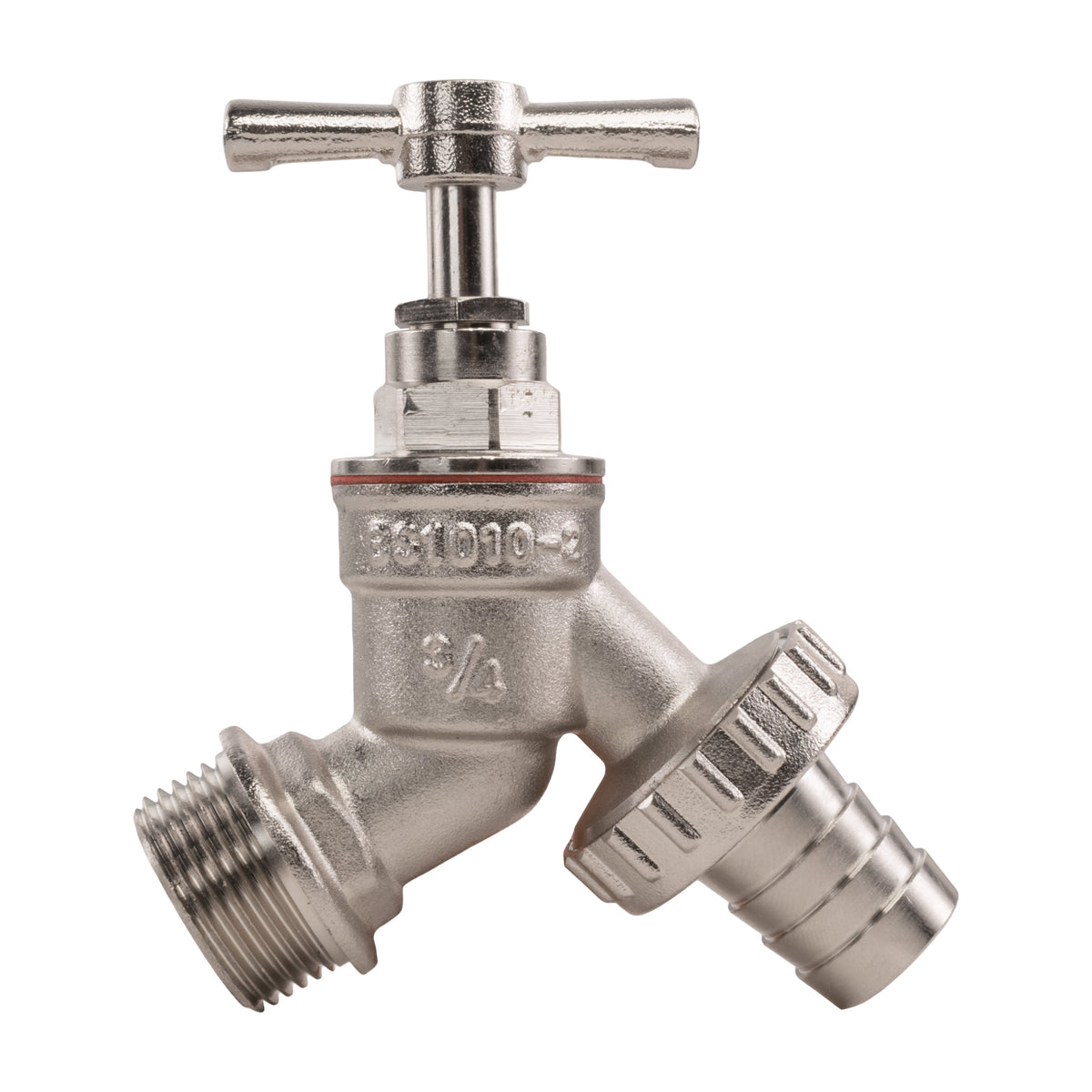Nickel Plated Brass Barbed Bib Tap - 3/4" BSP