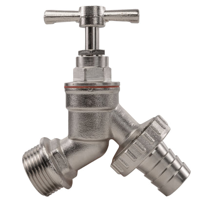 Nickel Plated Brass Barbed Bib Tap - 3/4" BSP
