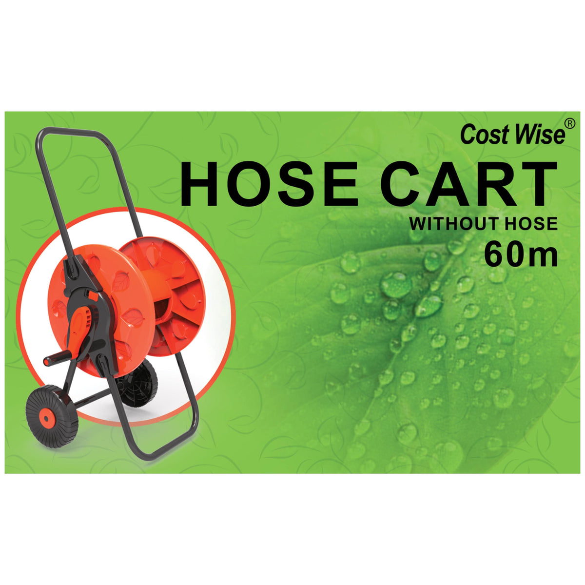 Portable Garden Hose Cart with 60m Reel Capacity - orange