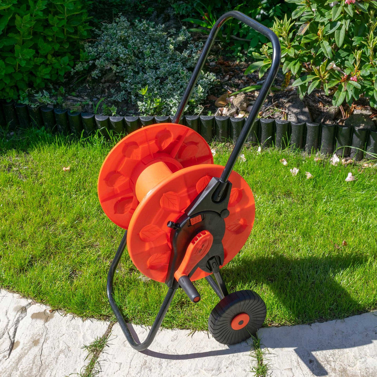Portable Garden Hose Cart with 60m Reel Capacity - orange