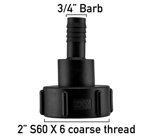 S60X6 IBC Adapter Cap with 3/4" Barbed Hosetail