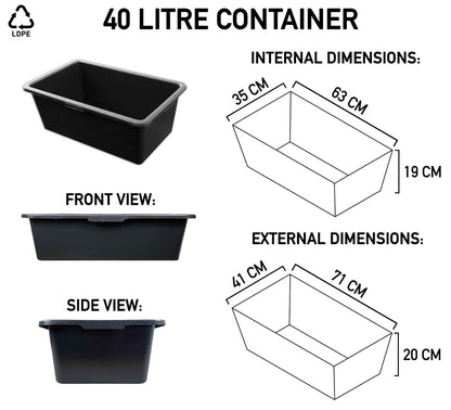 40 Litre Mixing Container Tub - Rectangle