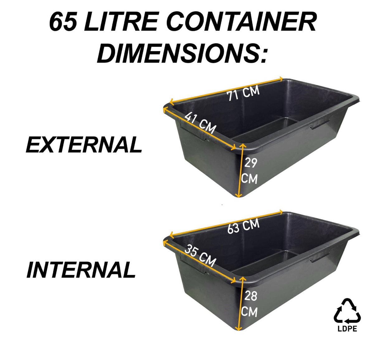 65 Litre Mixing Container Tub - Rectangle