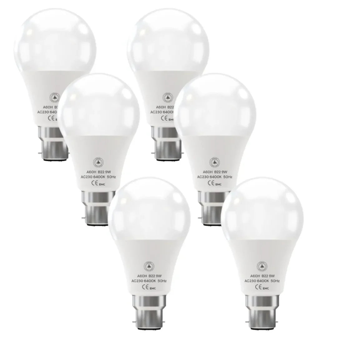 9W LED A60 Bulb B22 Bayonet Cap