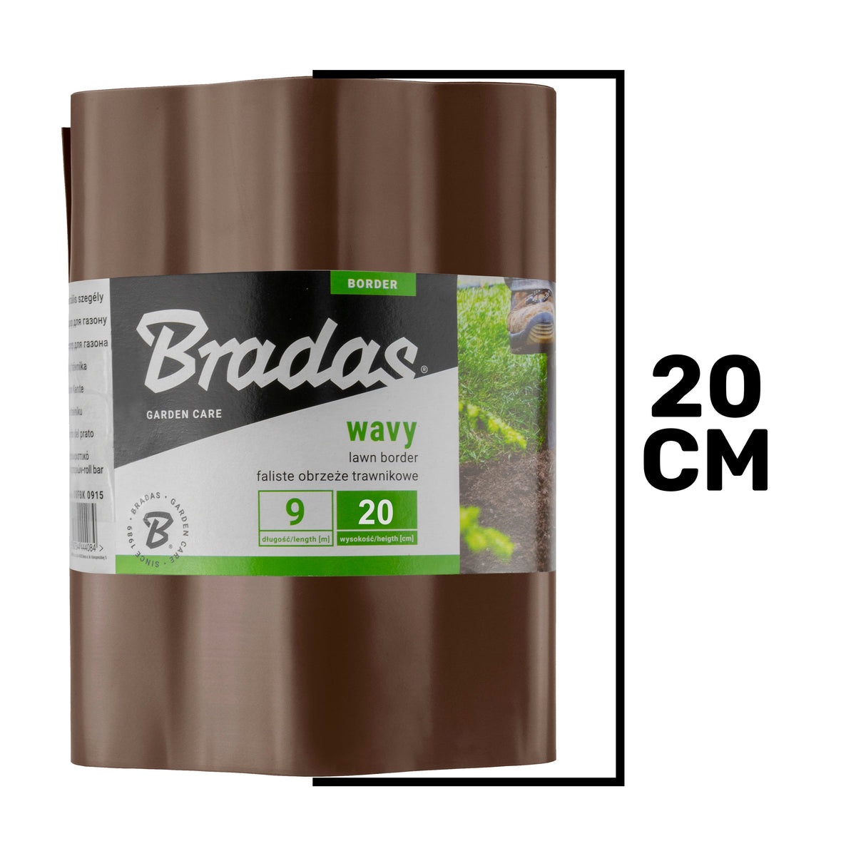 Brown Crinkled Flexible Lawn Edging -  20cm Height
