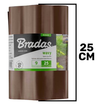 Crinkled Flexible Lawn Edging Brown - 25cm Height