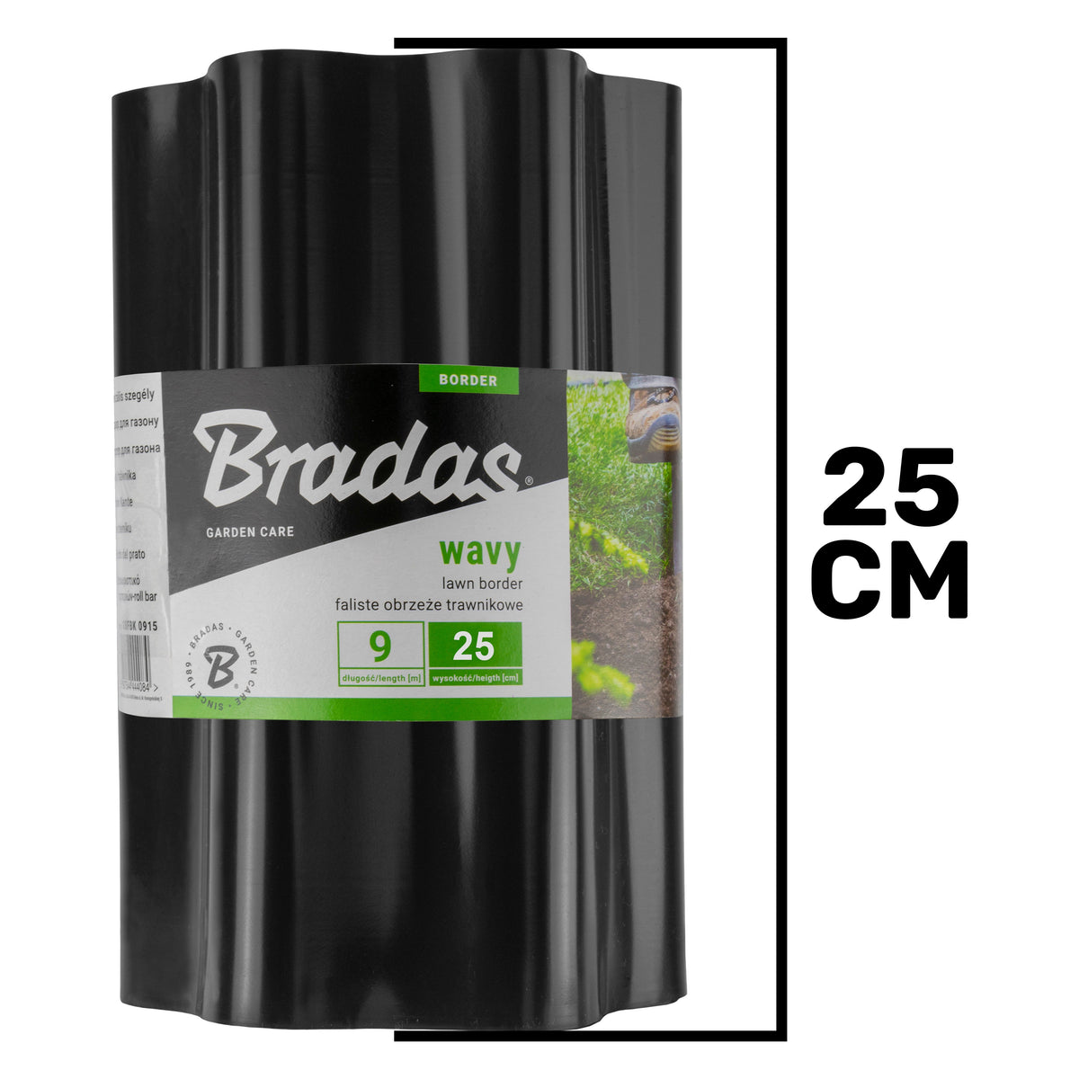 Crinkled Flexible Lawn Edging - 25cm Height Black