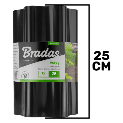 Crinkled Flexible Lawn Edging - 25cm Height Black
