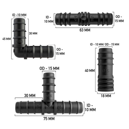 1/2" Irrigation Pipe Mixed Connectors - Pack of 20
