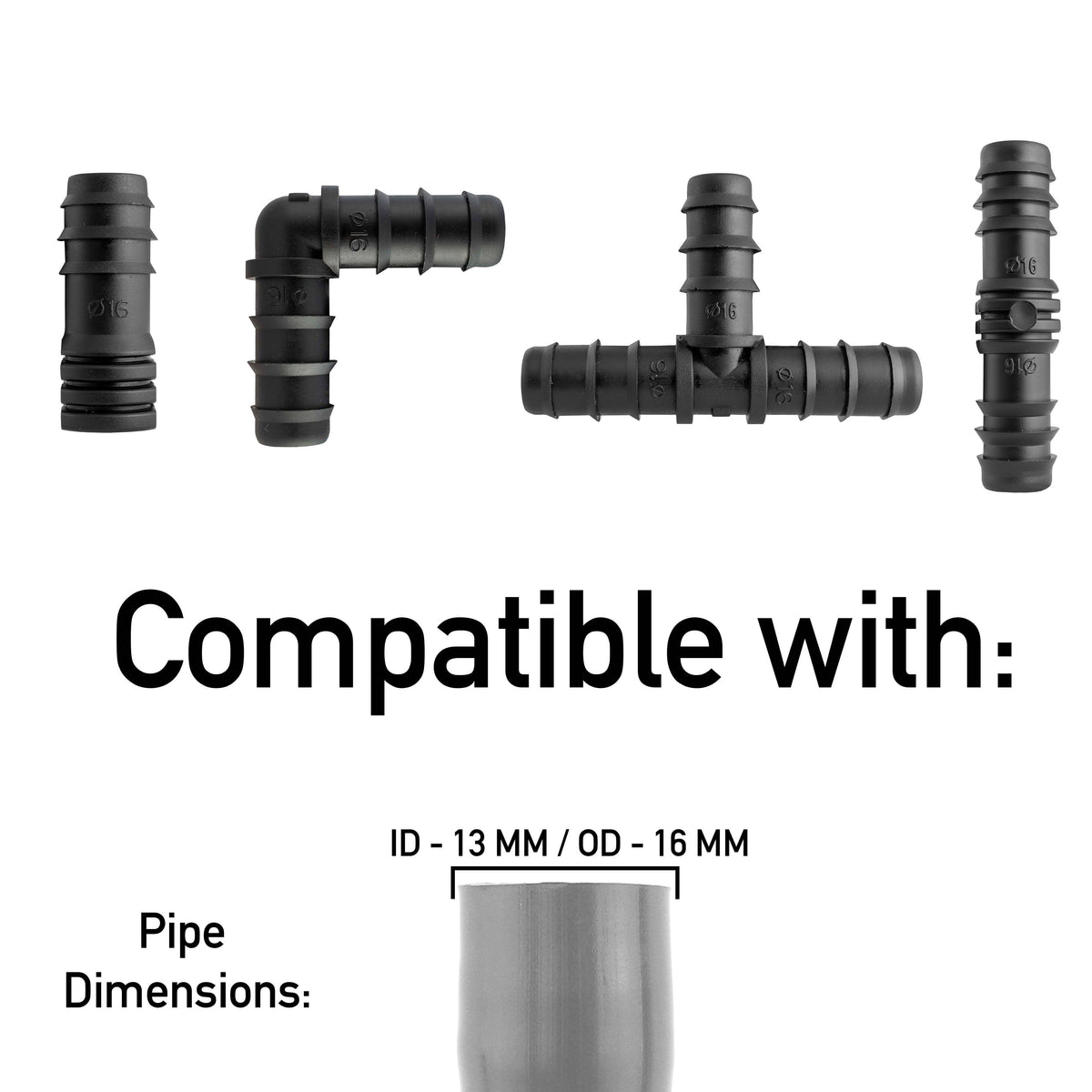1/2" Irrigation Pipe Mixed Connectors - Pack of 20