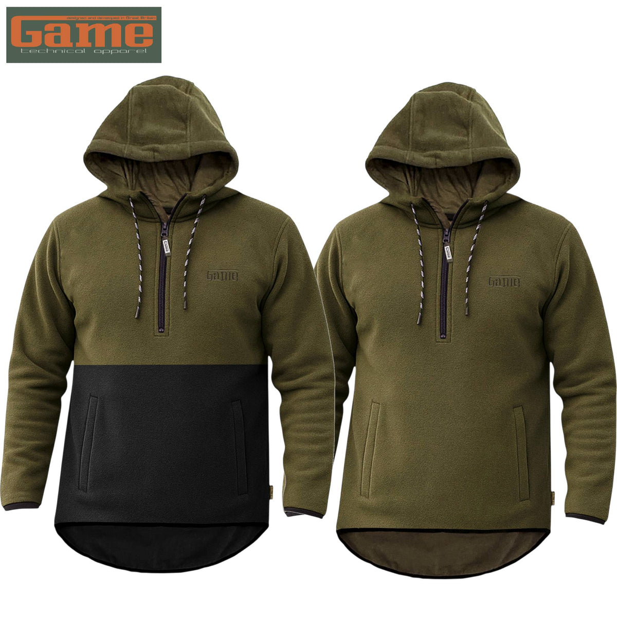 Game Mens Alpine Fleece 1/4 Zip Curved Hoodie-0