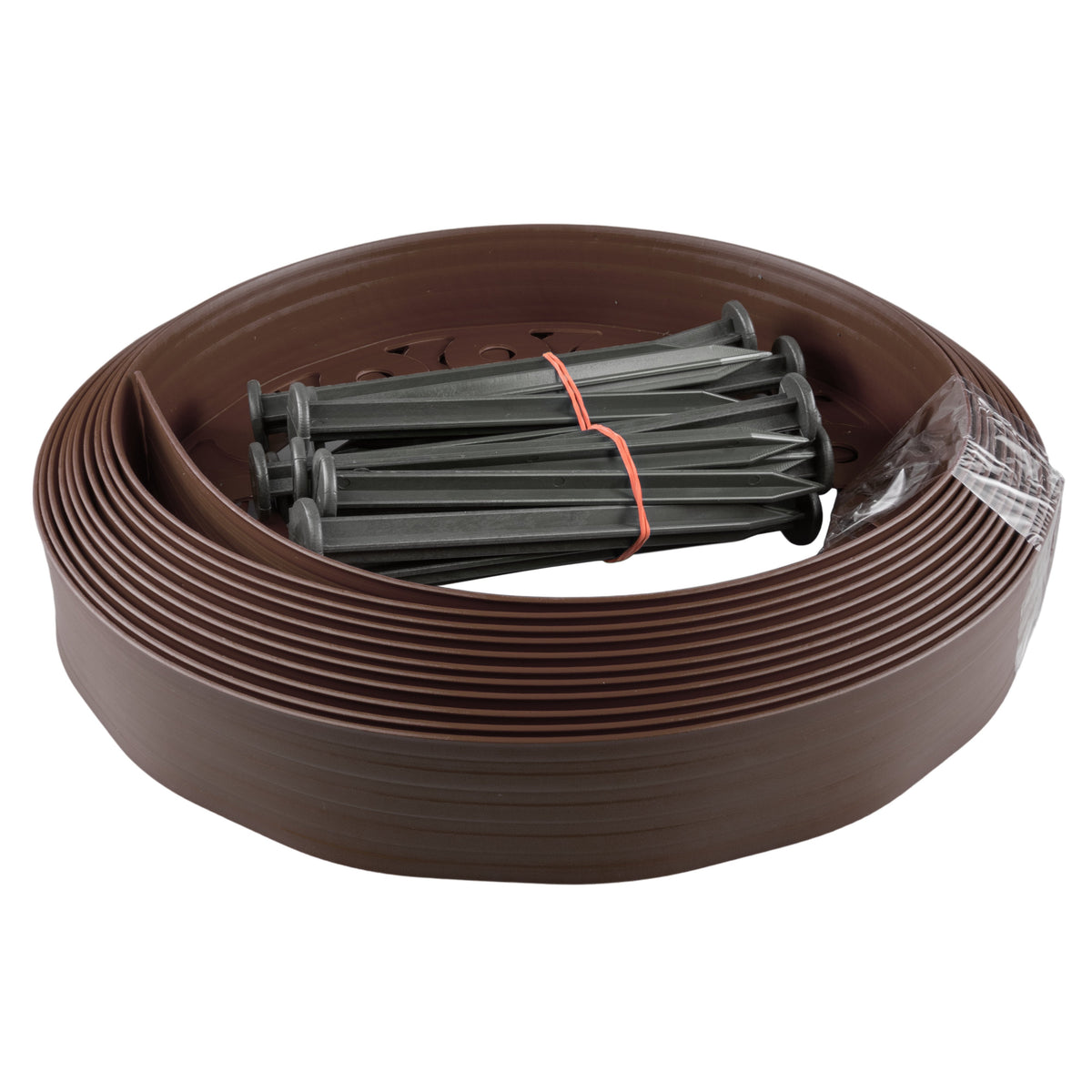 Brown Curved Lawn Edging Set with Pegs - 40mm Height