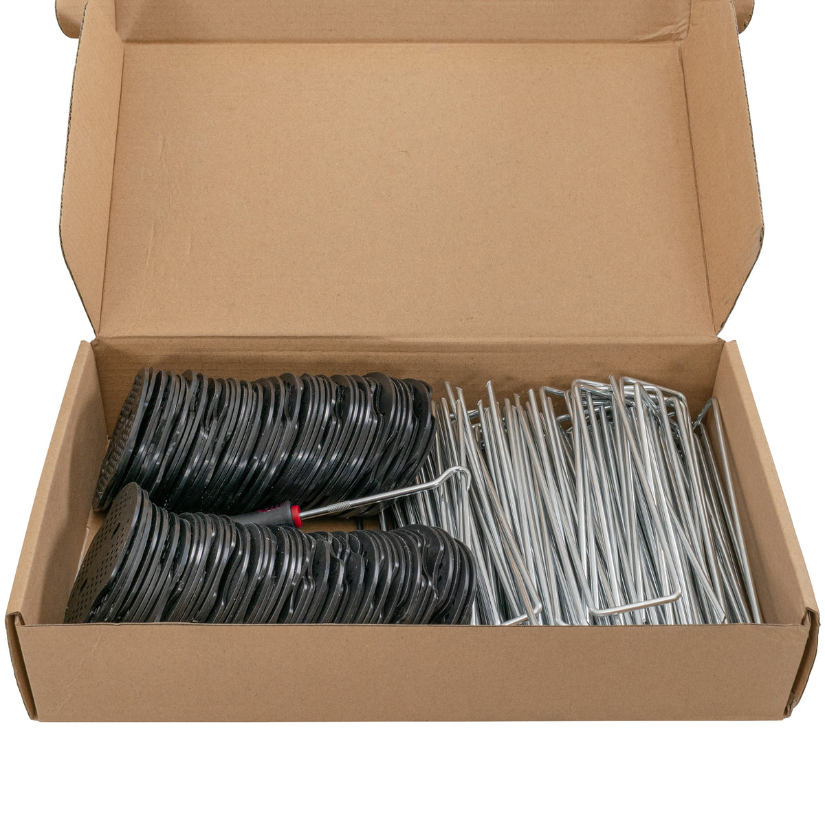 6" Weed Matting Pegs & Securing Washer & Tool