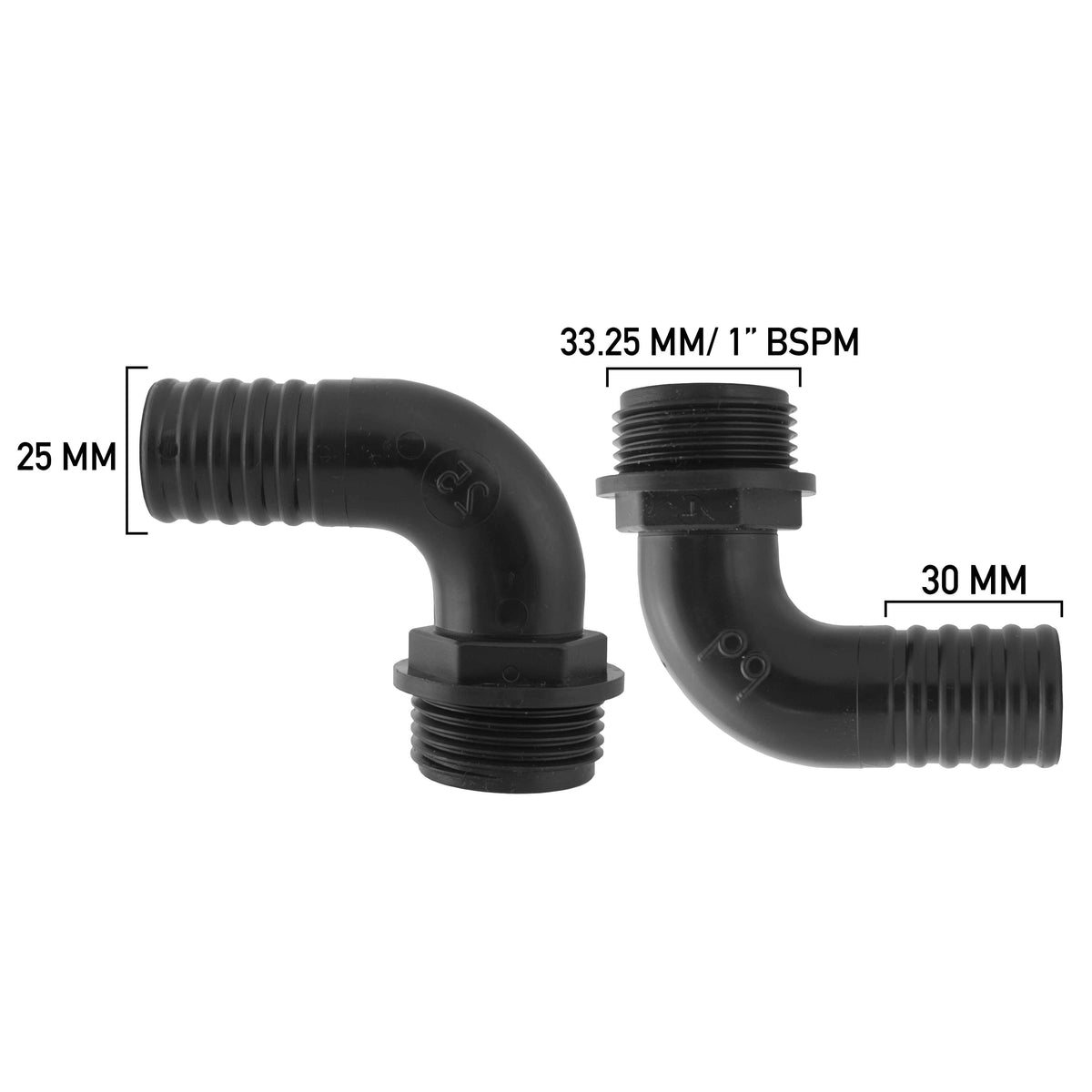 Barbed Elbow 25mm with 1" BSP Male Thread