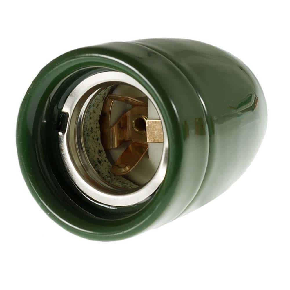 Vintage E27 Retro Edison Porcelain Bulb Holder - Green