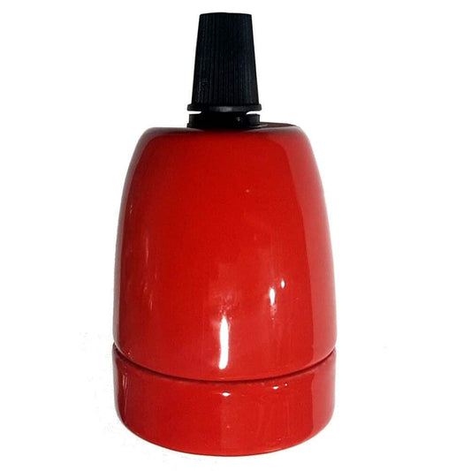 Vintage E27 Retro Edison Porcelain Bulb Holder - Red