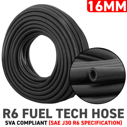 16mm  Fuel Hose, SAE J30 R6 Braided Rubber