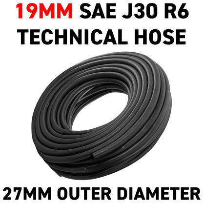 19mm Braided Rubber Fuel Hose, SAE J30 R6 - 1 Metre
