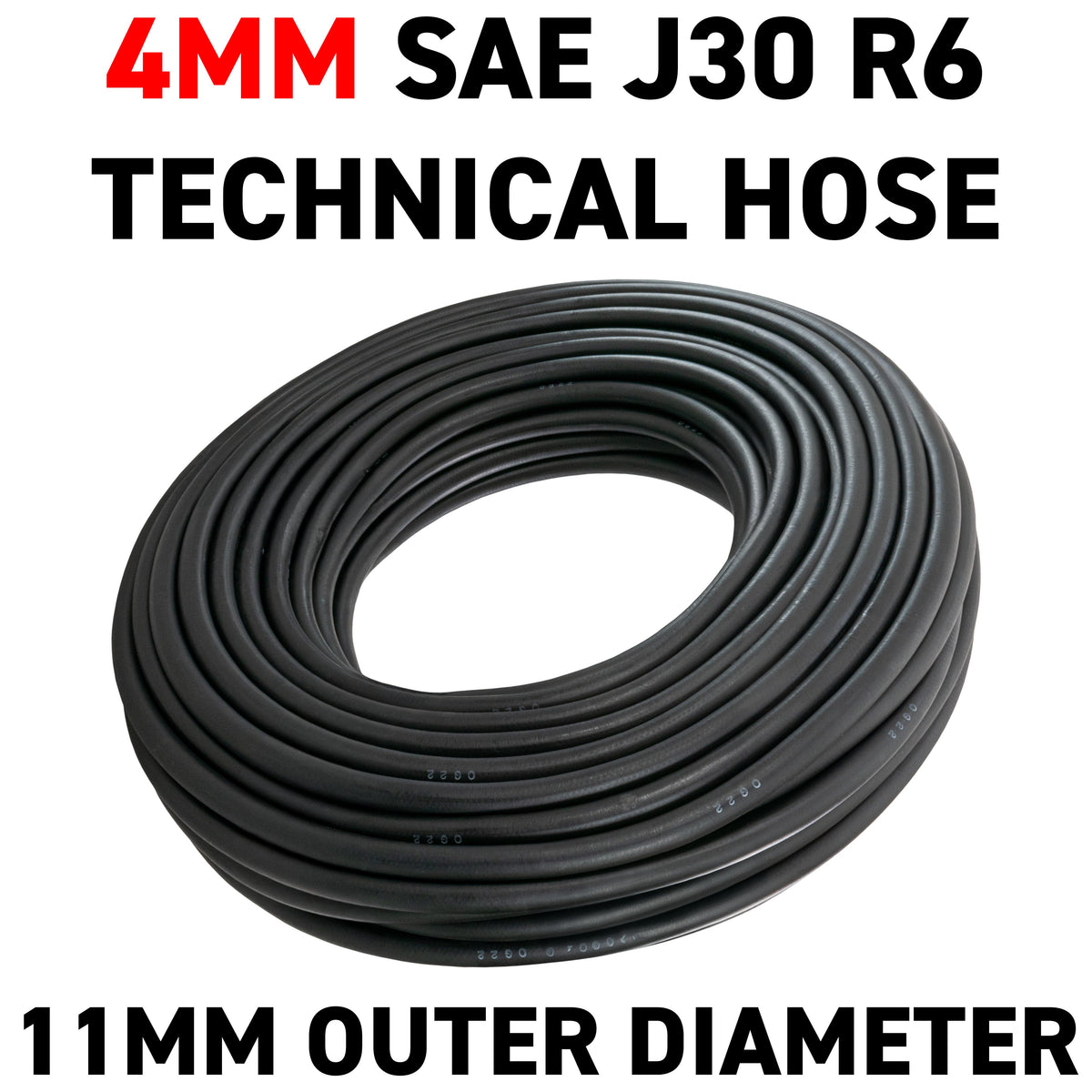 4mm Fuel Hose, SAE J30 R6 Braided Rubber
