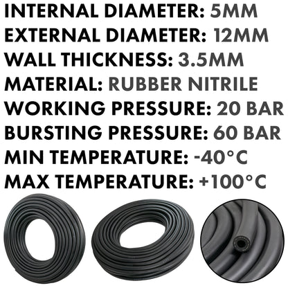 5mm Fuel Hose SAE J30 R6 Braided Rubber