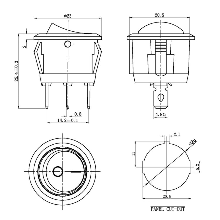 Round Rocker Switch ON/OFF 3-Pin Automotive switches - Pack of 10