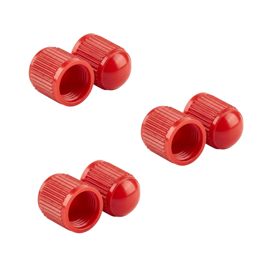 Red Schrader Tyre Valve Caps - Pack of 6