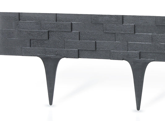 Grey Slate Texture Palisade Lawn Edging - 2.38m