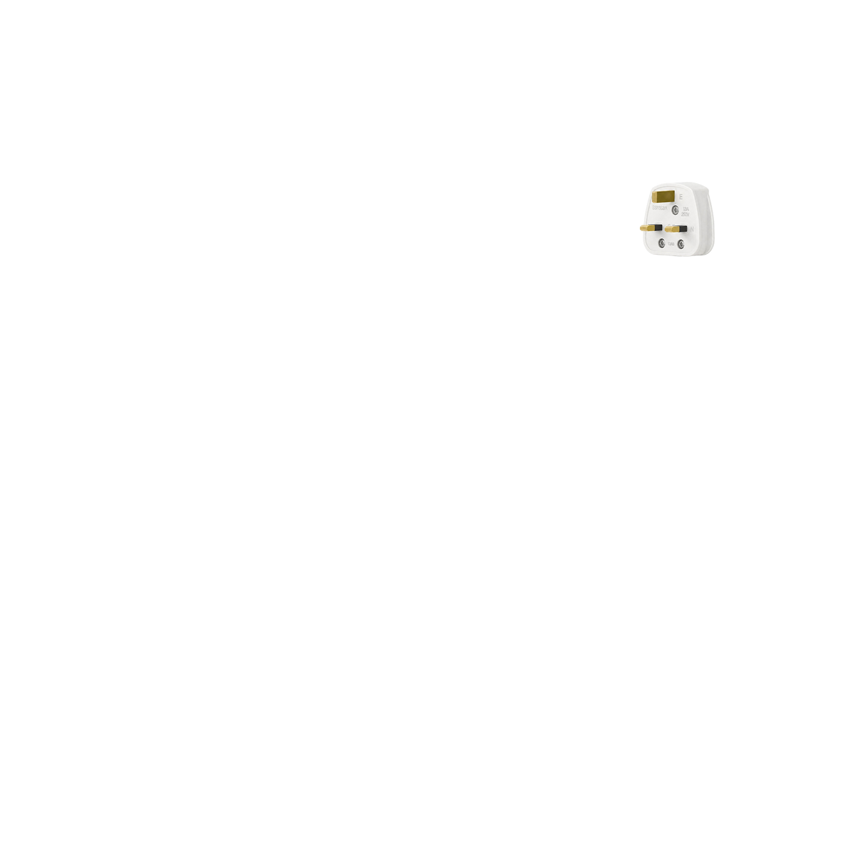 White 3 Pin 13 AMP Plug