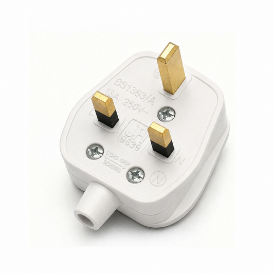White 3 Pin 13 AMP Plug