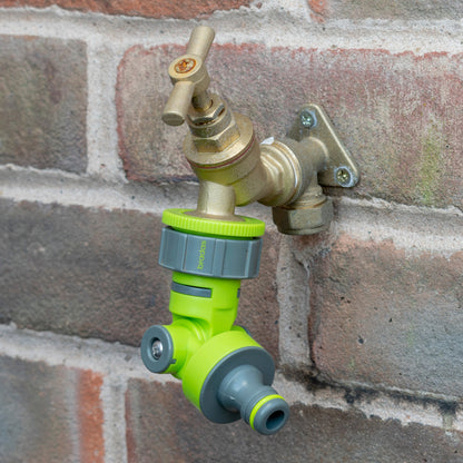 Adjustable Angle Garden Tap Connector - Lime