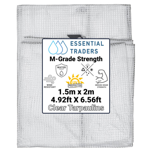 1.5m x 2m Clear Tarpaulin - M-Grade 100 GSM
