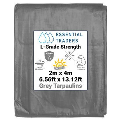 2m x 4m Grey Tarpaulin - L Grade 200 GSM