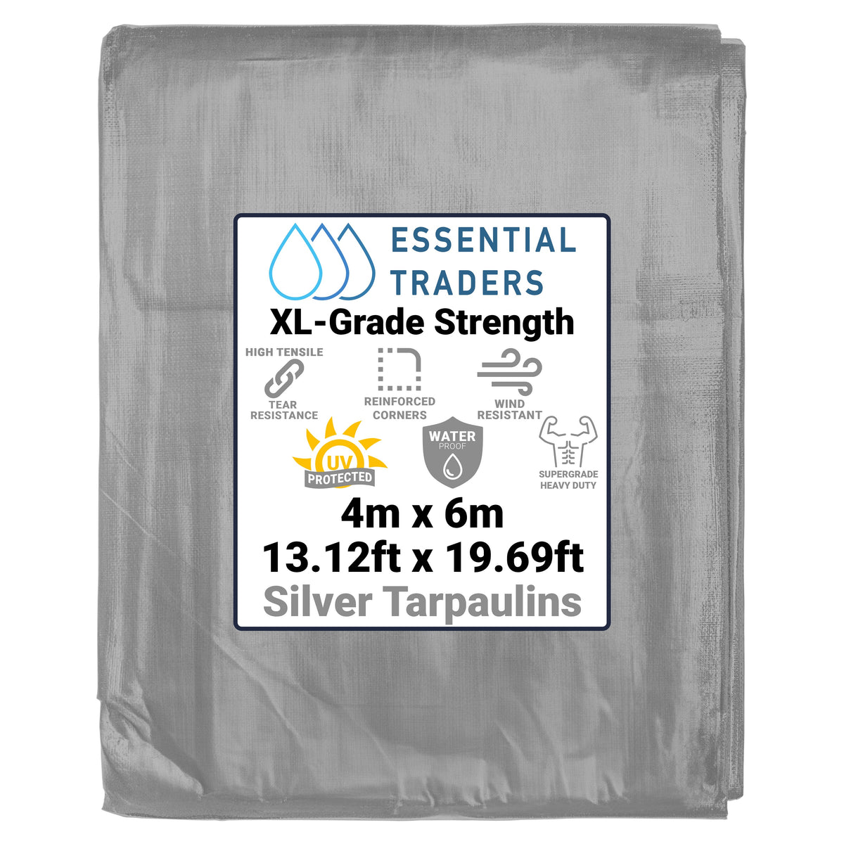 Silver Tarpaulin 4m x 6m  XL-Grade