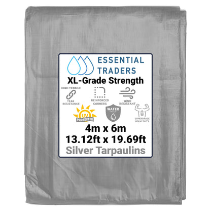 Silver Tarpaulin 4m x 6m  XL-Grade