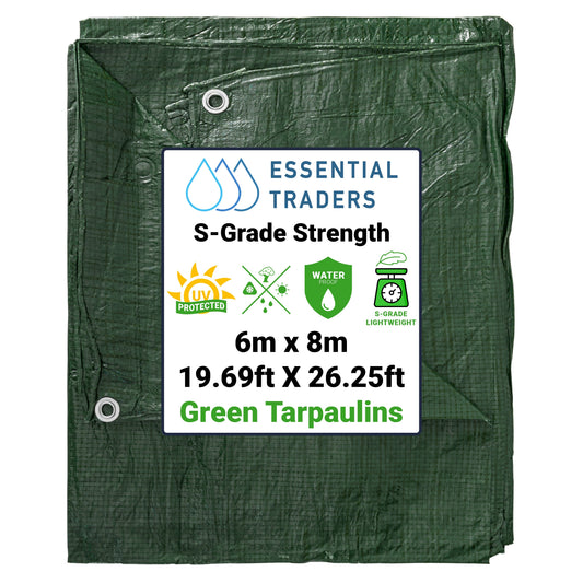 Green Tarpaulins 6m x 8m  S-Grade 50 GSM