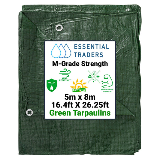5m x 8m Green Tarpaulin  M-Grade 90 GSM