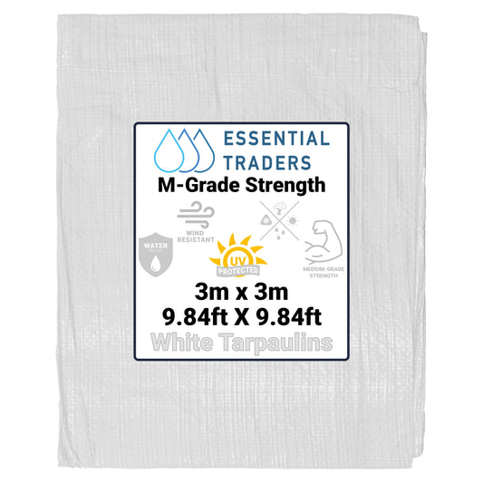 White Tarpaulin 3m x 3m M-Grade 90 GSM