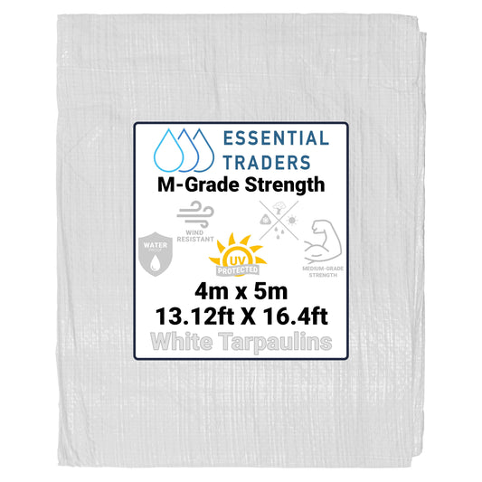 White Tarpaulin 4m x 5m  M-Grade 90 GSM