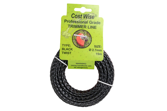 15m Twisted Black Trimmer Line - 2.7mm