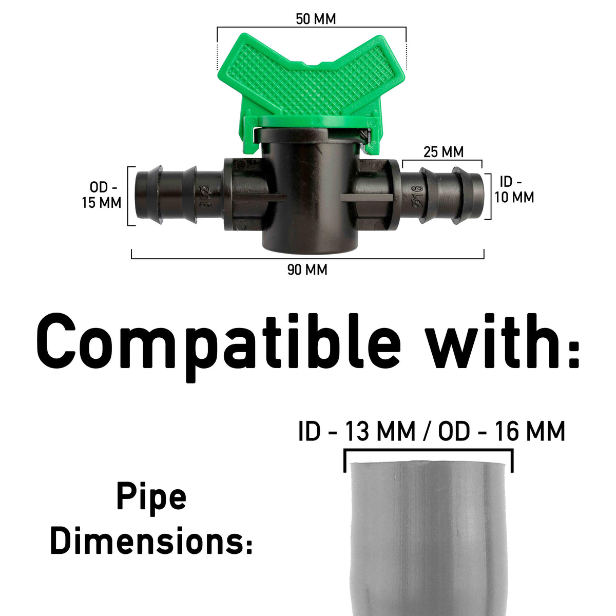 1/2" Irrigation Pipe In-Line Valve