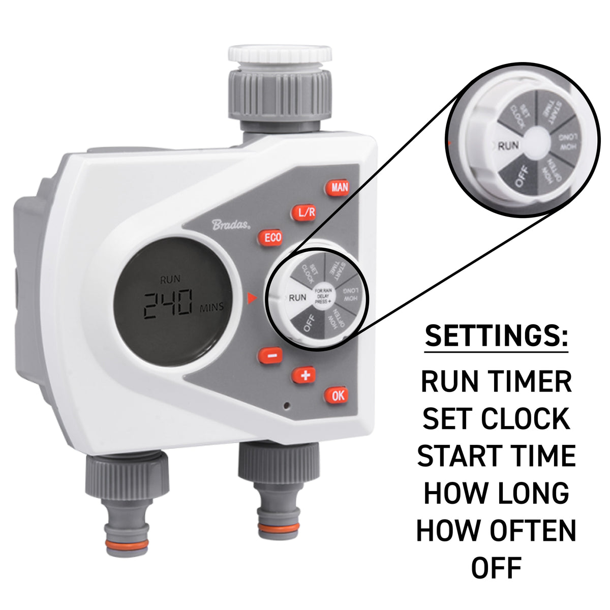 Double Outlet Electronic Control Water Timer