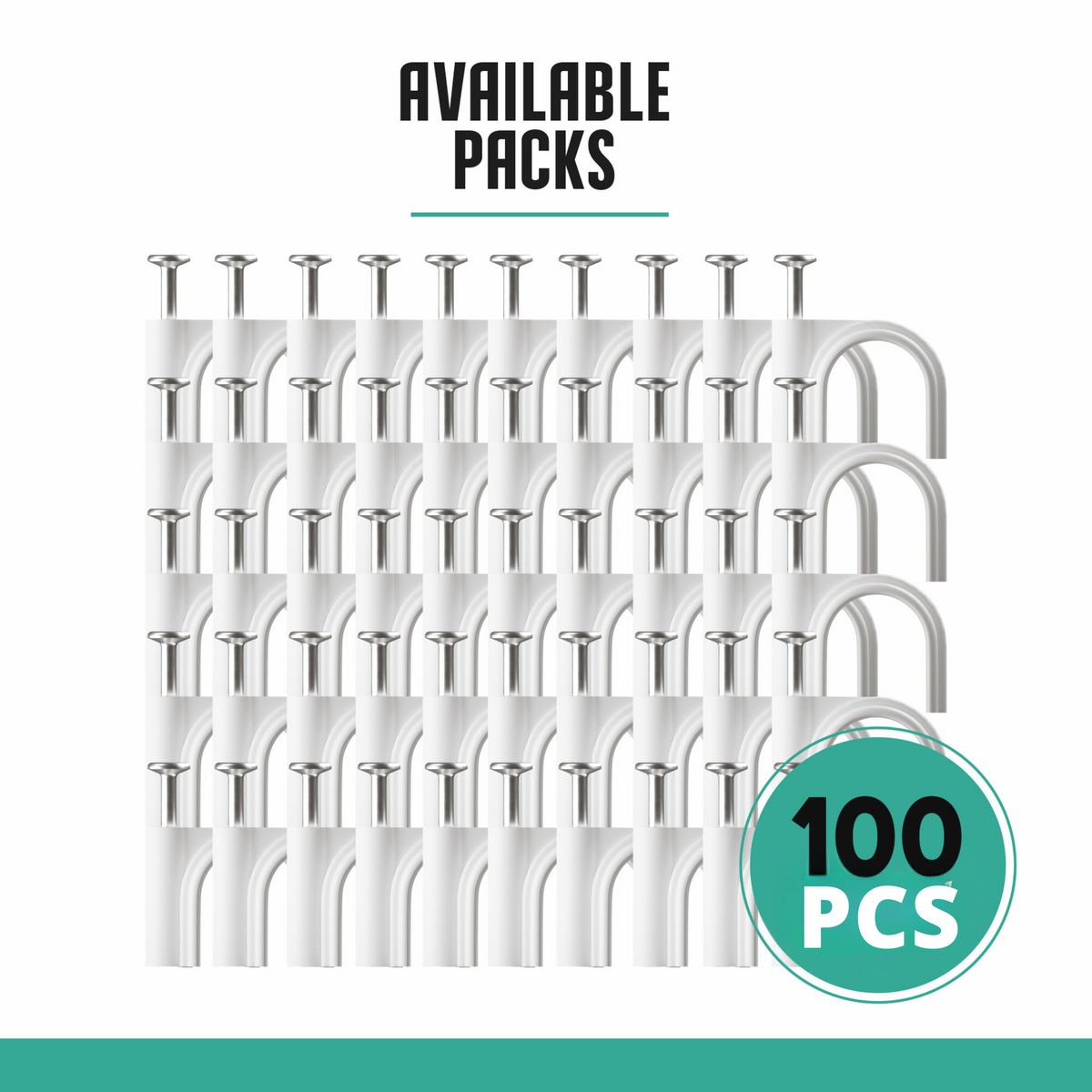 Wall Cable Clips - Pack of 100